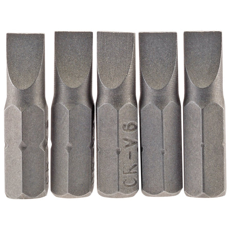 Plain-Slot-Insert-Bit,-6mm,-1/4"-Hex,-25mm-Long-(Pack-of-5)