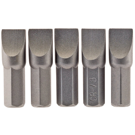 Plain-Slot-Insert-Bit,-8.0mm,-1/4"-Hex,-25mm-Long-(Pack-of-5)