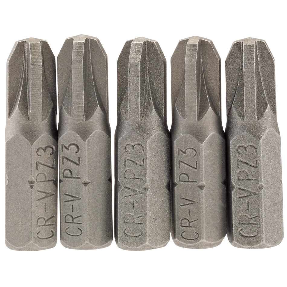PZ-Type-Insert-Bit,-1/4"-Hex,-25mm-Long,-No.3-(Pack-of-5)