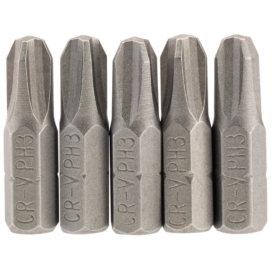 Cross-Slot-Insert-Bit,-1/4"-Hex,-25mm-Long,-No.3-(Pack-of-5)
