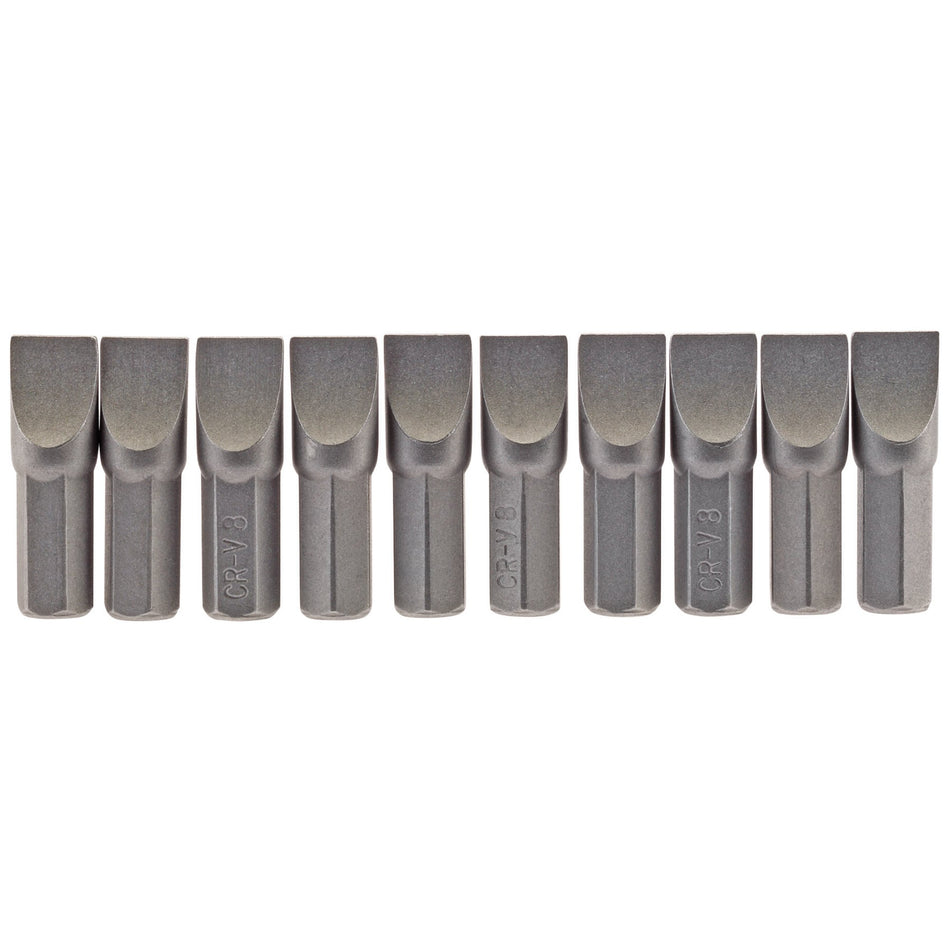 Plain-Slot-Insert-Bit,-8mm,-1/4"-Hex,-25mm-Long-(Pack-of-10)