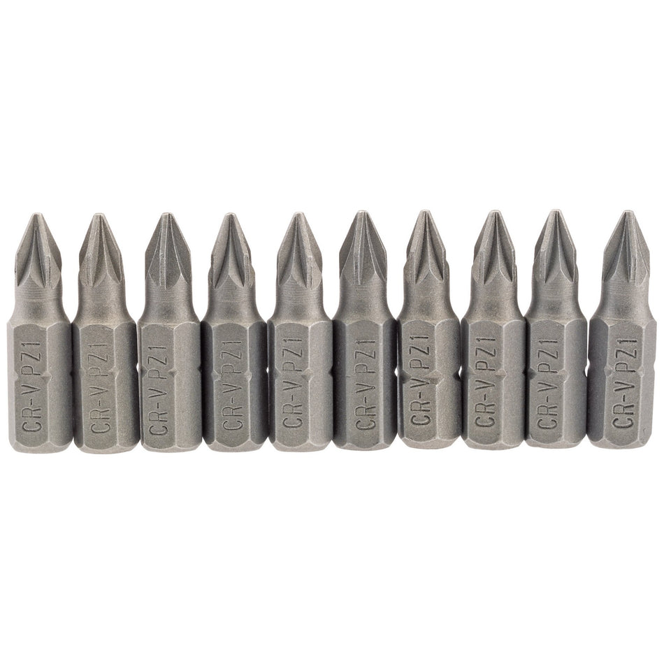 PZ-Type-Insert-Bit,-1/4"-Hex,-25mm-Long,-No.1-(Pack-of-10)