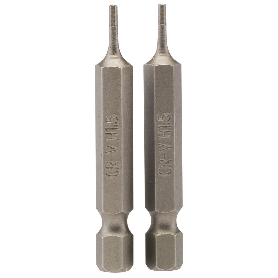 Hexagonal-Insert-Bit,-1.5mm,-1/4"-Hex,-50mm-Long-(Pack-of-2)
