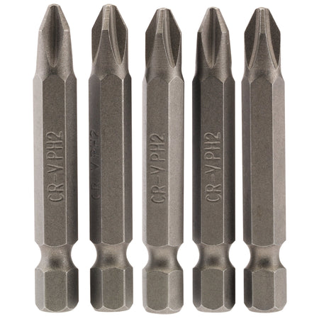 Cross-Slot-Insert-Bit,-1/4"-Hex,-50mm-Long,-No.2-(Pack-of-5)