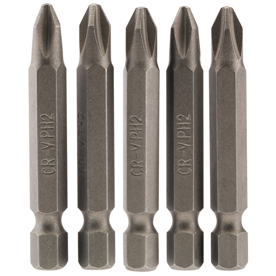 Cross-Slot-Insert-Bit,-1/4"-Hex,-50mm-Long,-No.2-(Pack-of-5)