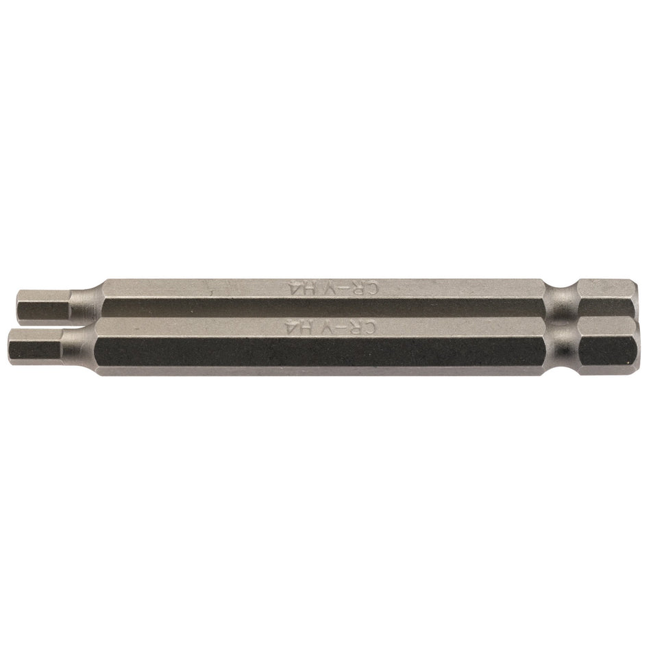 Hexagonal-Insert-Bit,-4mm,-1/4"-Hex,-75mm-Long-(Pack-of-2)