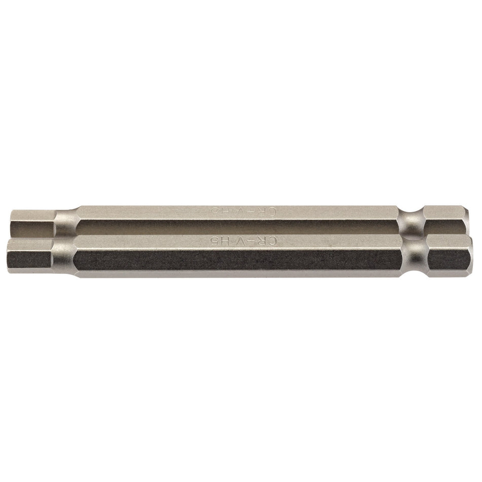 Hexagonal-Insert-Bit,-5mm,-1/4"-Hex,-75mm-Long-(Pack-of-2)
