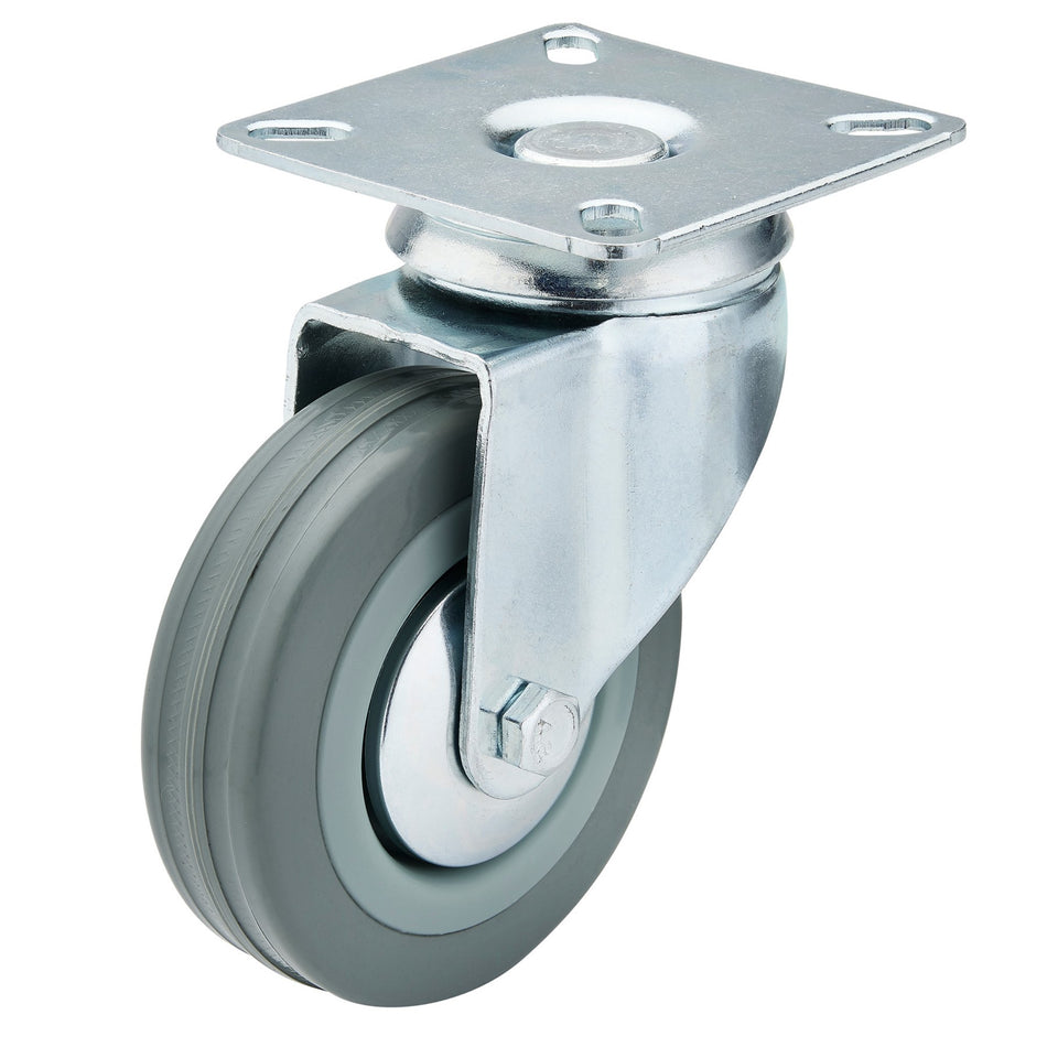 Swivel-Plate-Fixing-Rubber-Castor,-75mm-Diameter,-S.W.L.-70kg