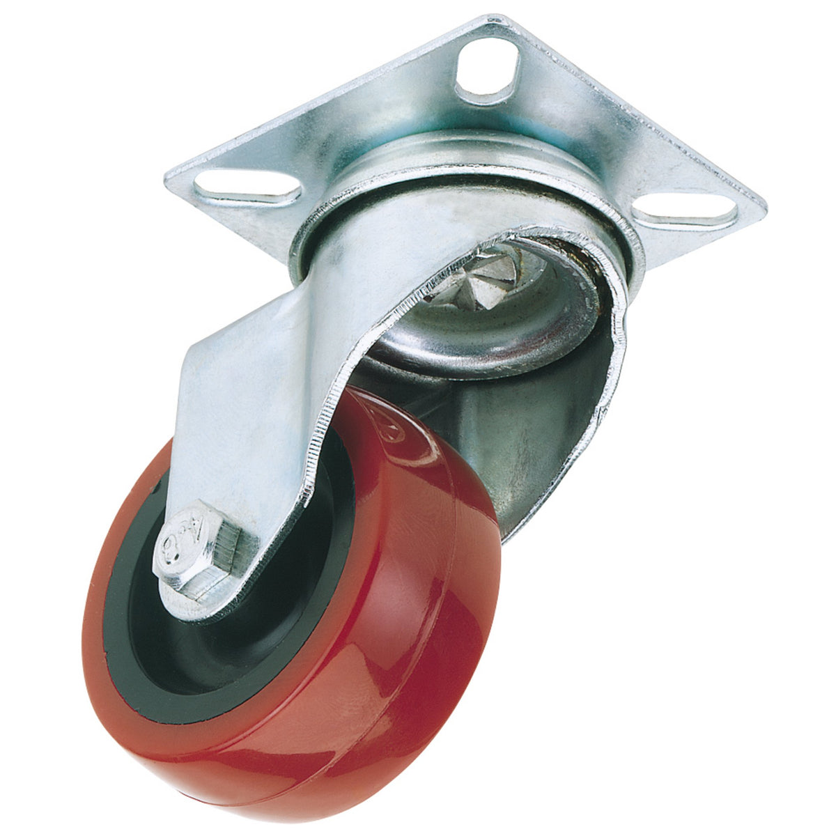 Polyurethane-Wheeled-Swivel-Plate-Fixing-Castor,-50mm-Diameter,-S.W.L.-50kg