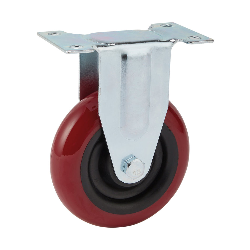 Fixed-Plate-Fixing-Polyurethane-Wheel,-100mm-Diameter,-S.W.L.-125kg