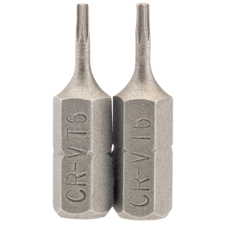 Draper-TX-STAR®-Insert-Bit,-1/4"-Hex,-25mm-Long,-T6-(Pack-of-2)