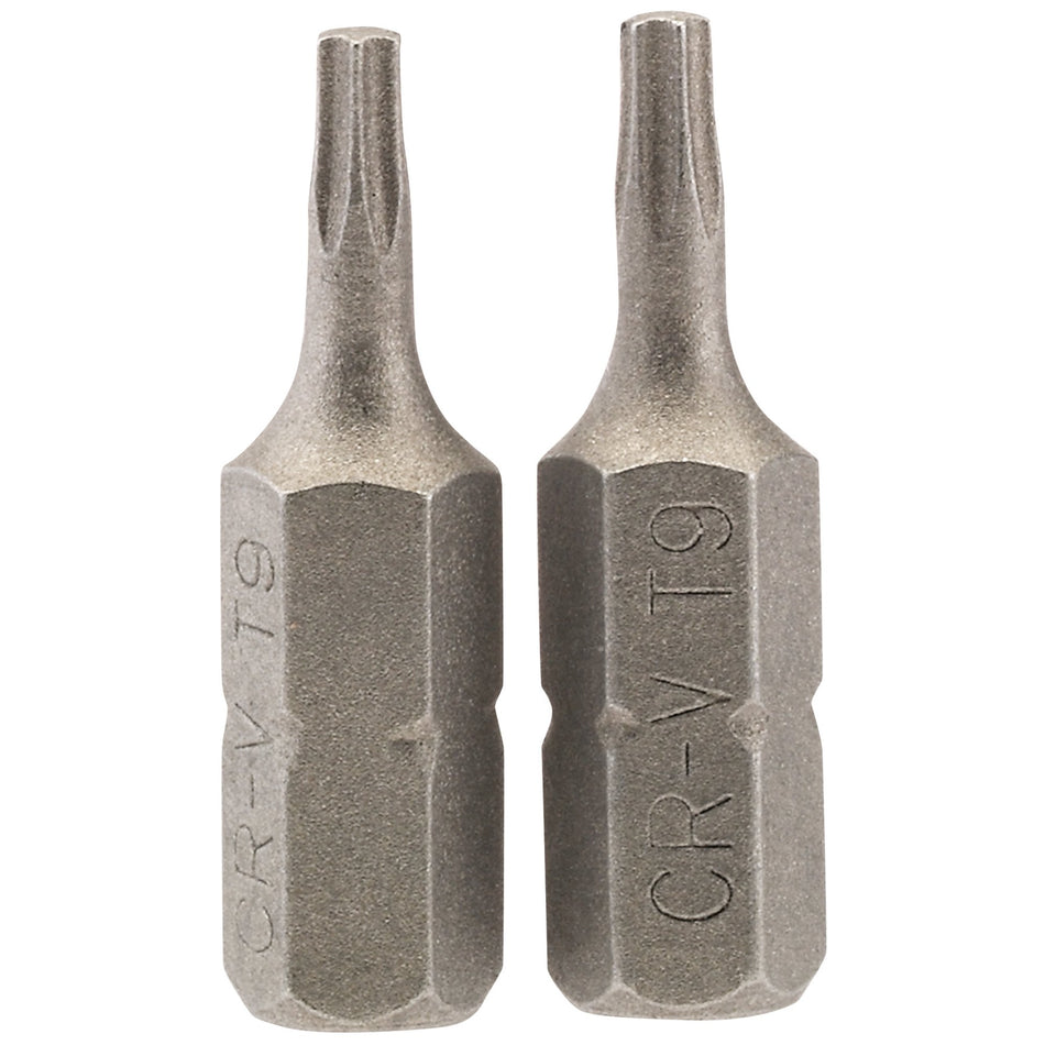 Draper-TX-STAR®-Insert-Bit,-1/4"-Hex,-25mm-Long,-T9-(Pack-of-2)