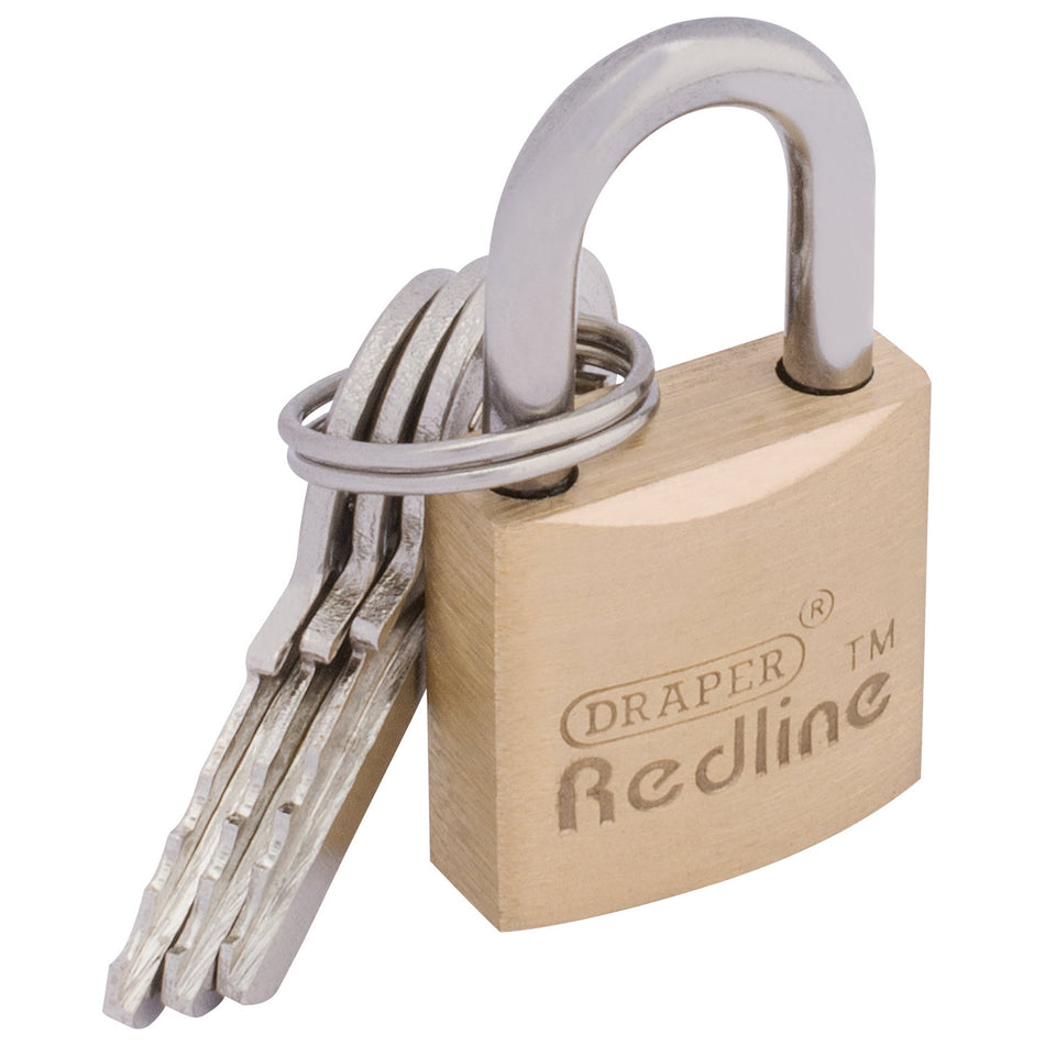 Draper-Redline®-Brass-Cylinder-Padlock,-20mm