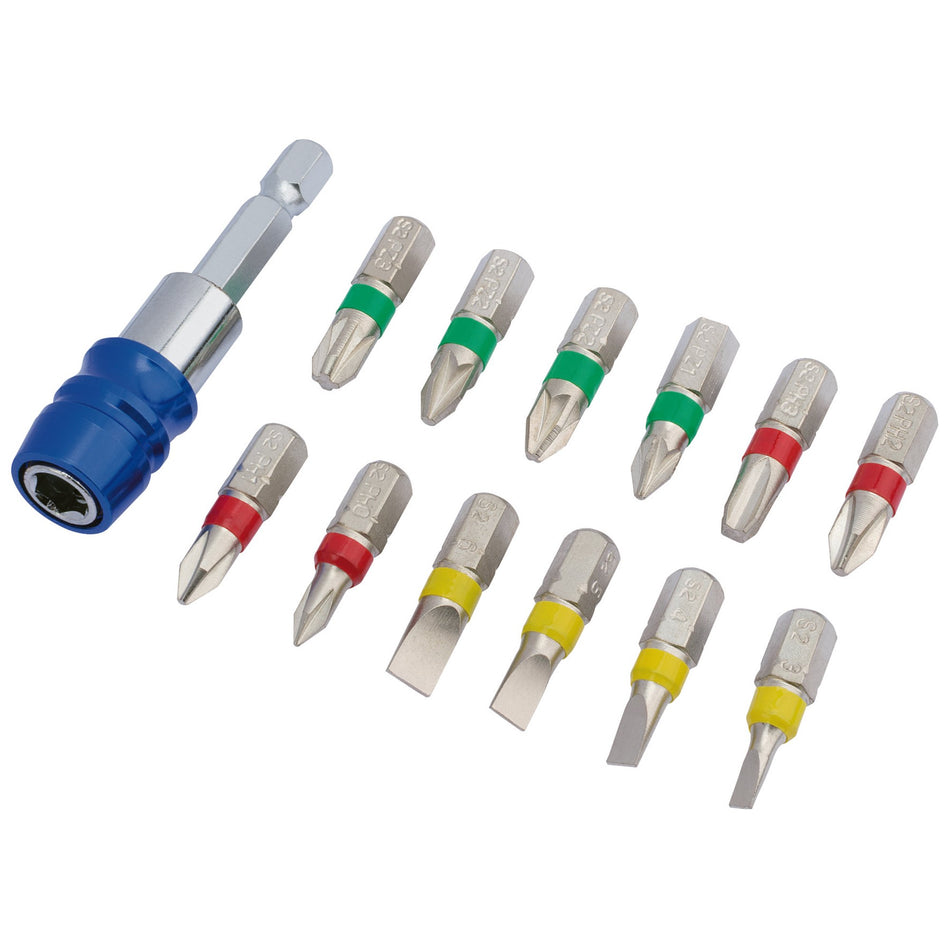 Coloured-Screwdriver-Bit-Set-With-Magnetic-Holder-(13-Piece)