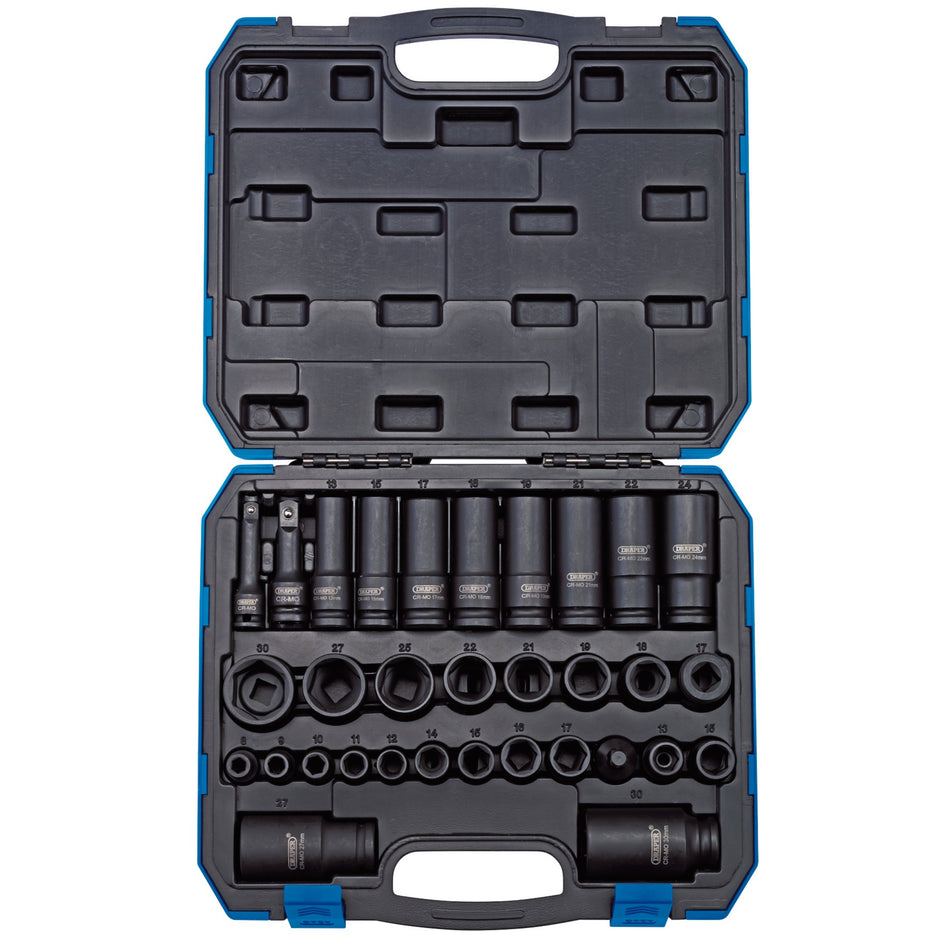 Draper-Impact-Socket-Set,-3/8"-&-1/2"-Sq.-Dr.-(32-Piece)
