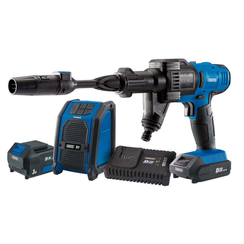 D20-20V-Pressure-Washer,-D20-20V-Wireless-Speaker,-1-x-2.0Ah,-1-x-3.0Ah,-1-x-Fast-Charger