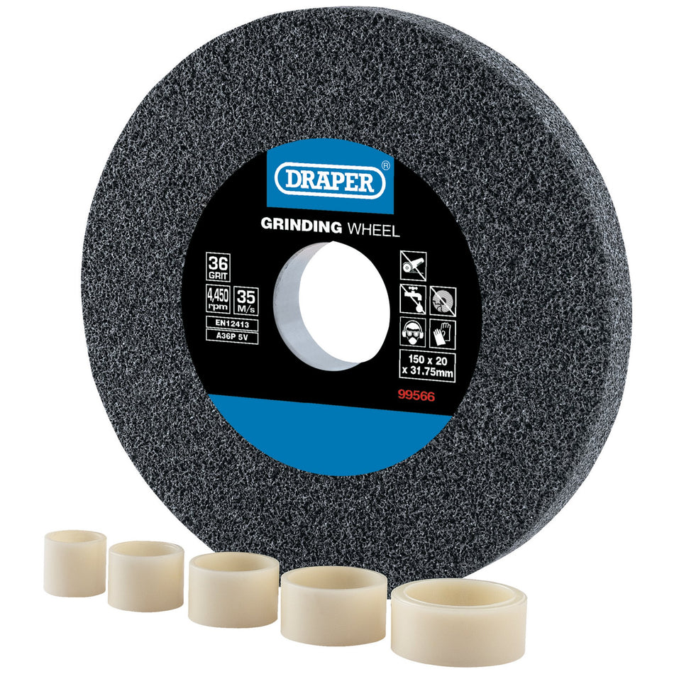 Aluminium-Oxide-Bench-Grinding-Wheel,-150-x-20mm,-36-Grit
