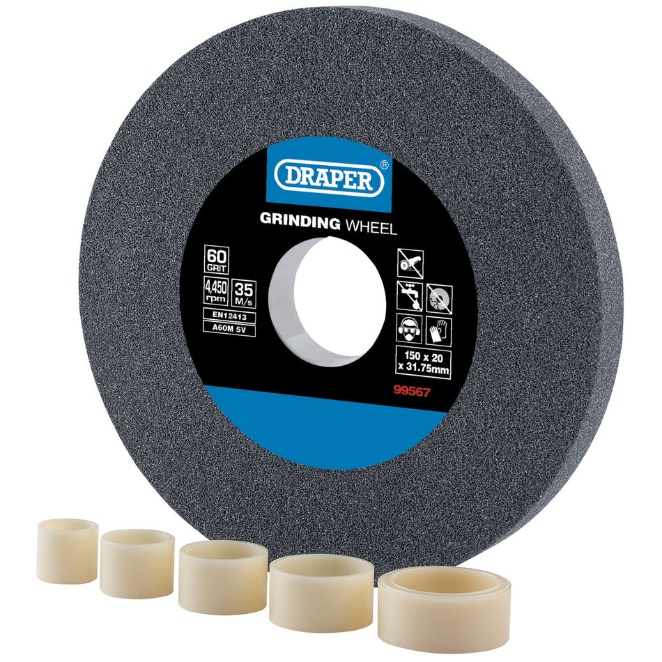 Aluminium-Oxide-Bench-Grinding-Wheel,-150-x-20mm,-60-Grit