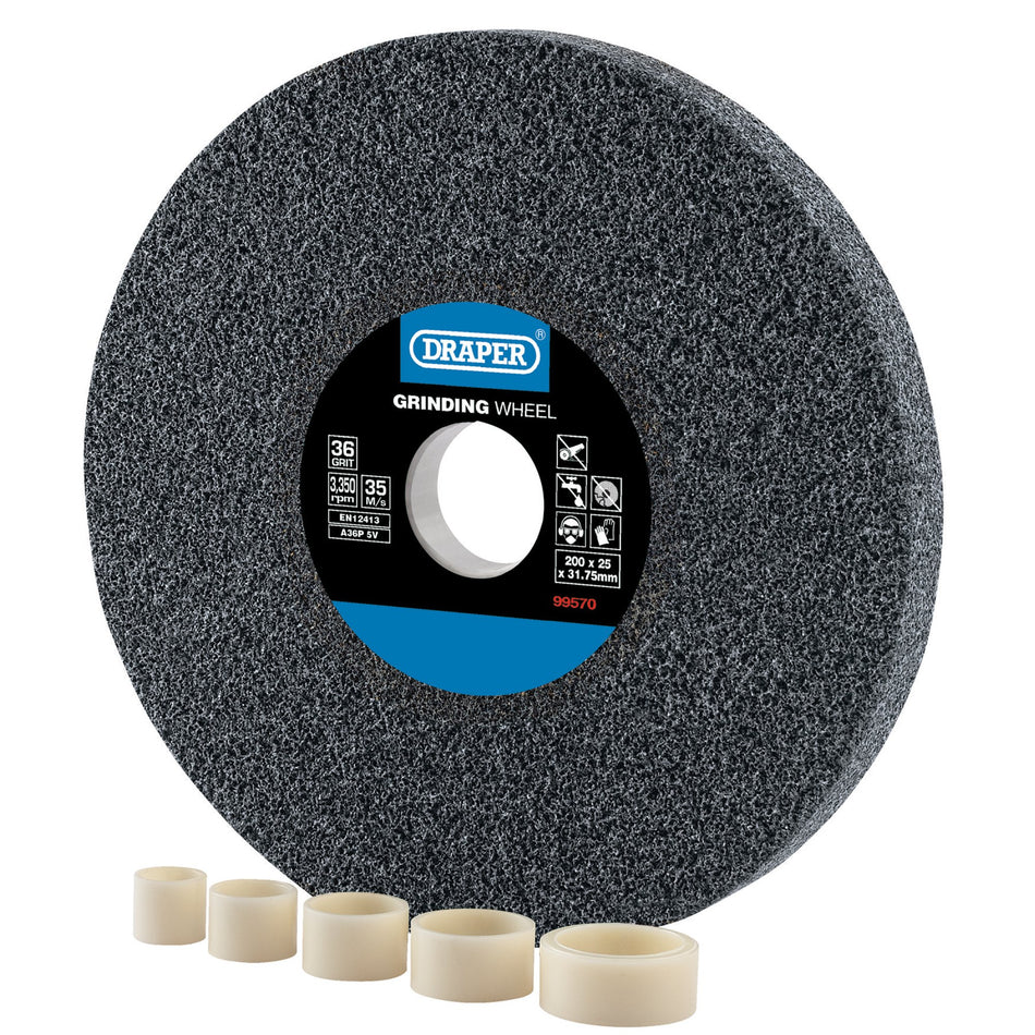 Aluminium-Oxide-Bench-Grinding-Wheel,-200-x-25mm,-36-Grit