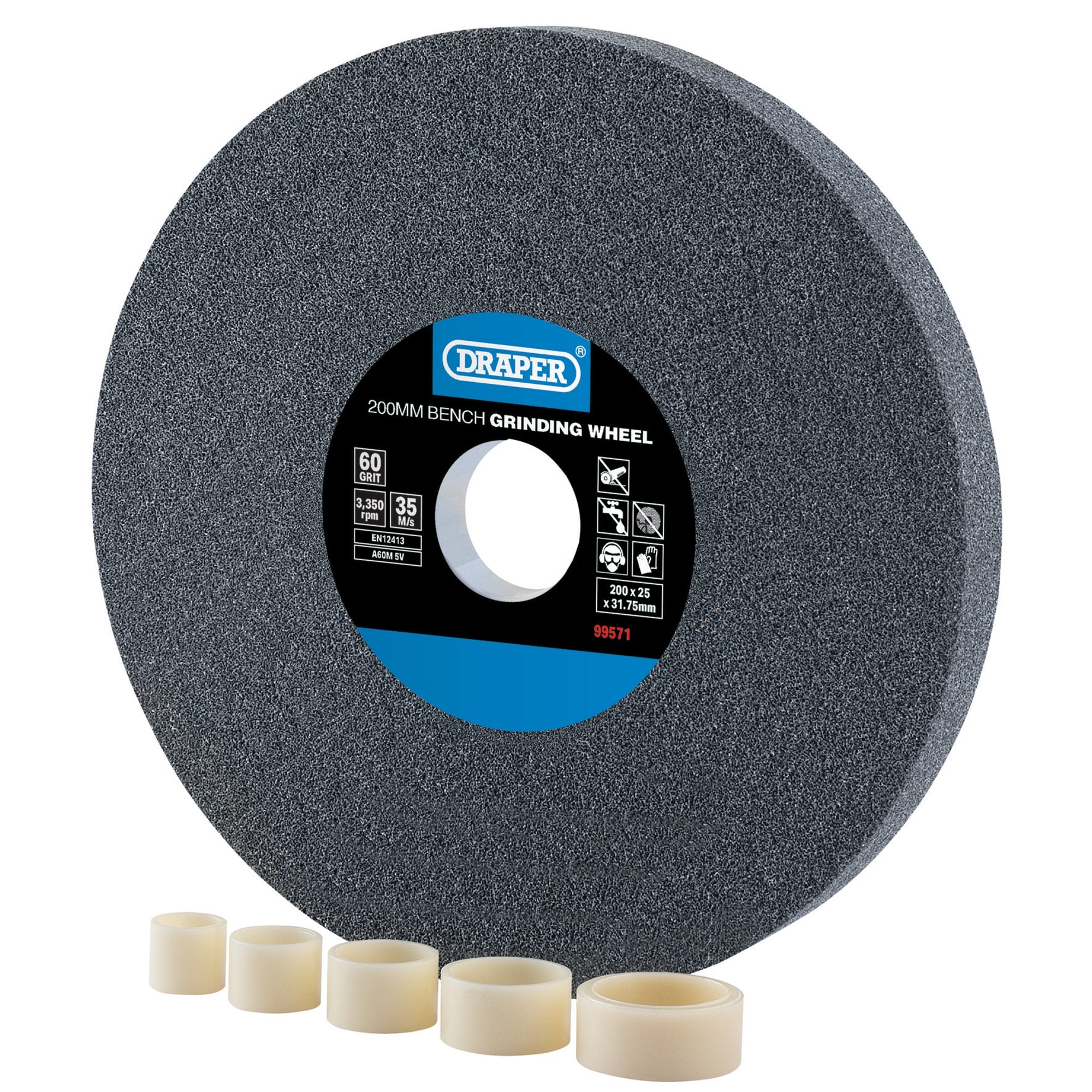 Aluminium-Oxide-Bench-Grinding-Wheel,-200-x-25mm,-60-Grit