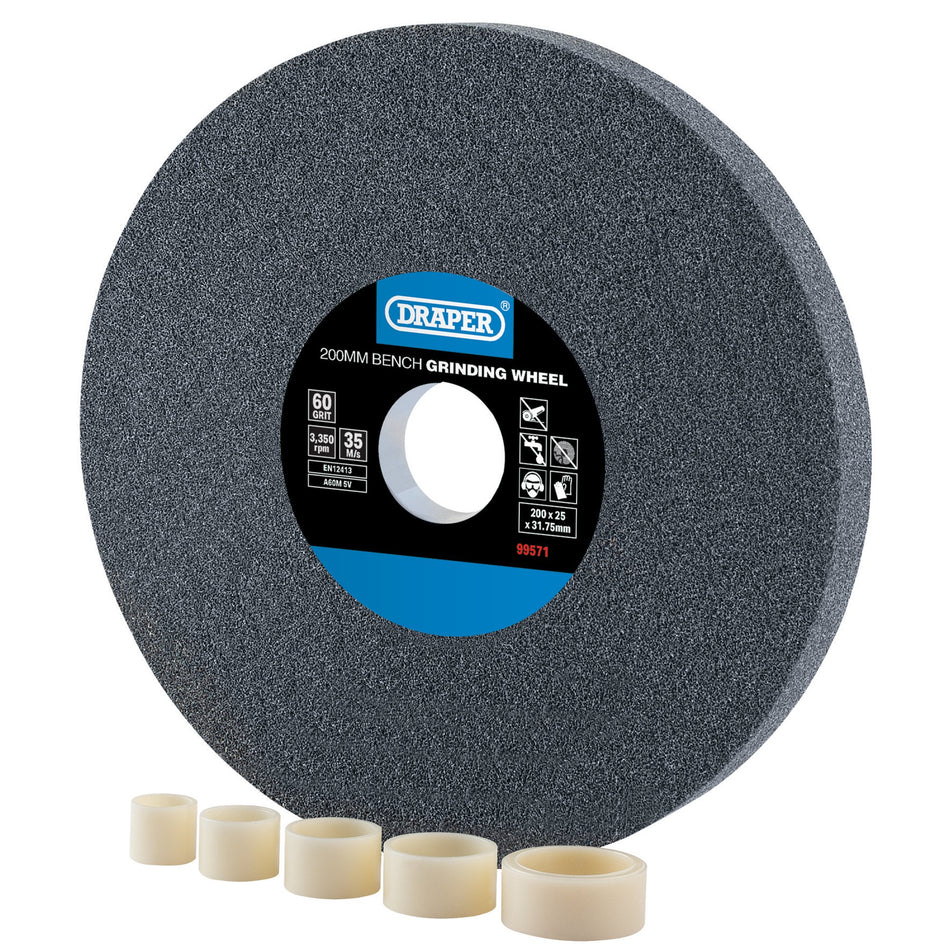Aluminium-Oxide-Bench-Grinding-Wheel,-200-x-25mm,-60-Grit