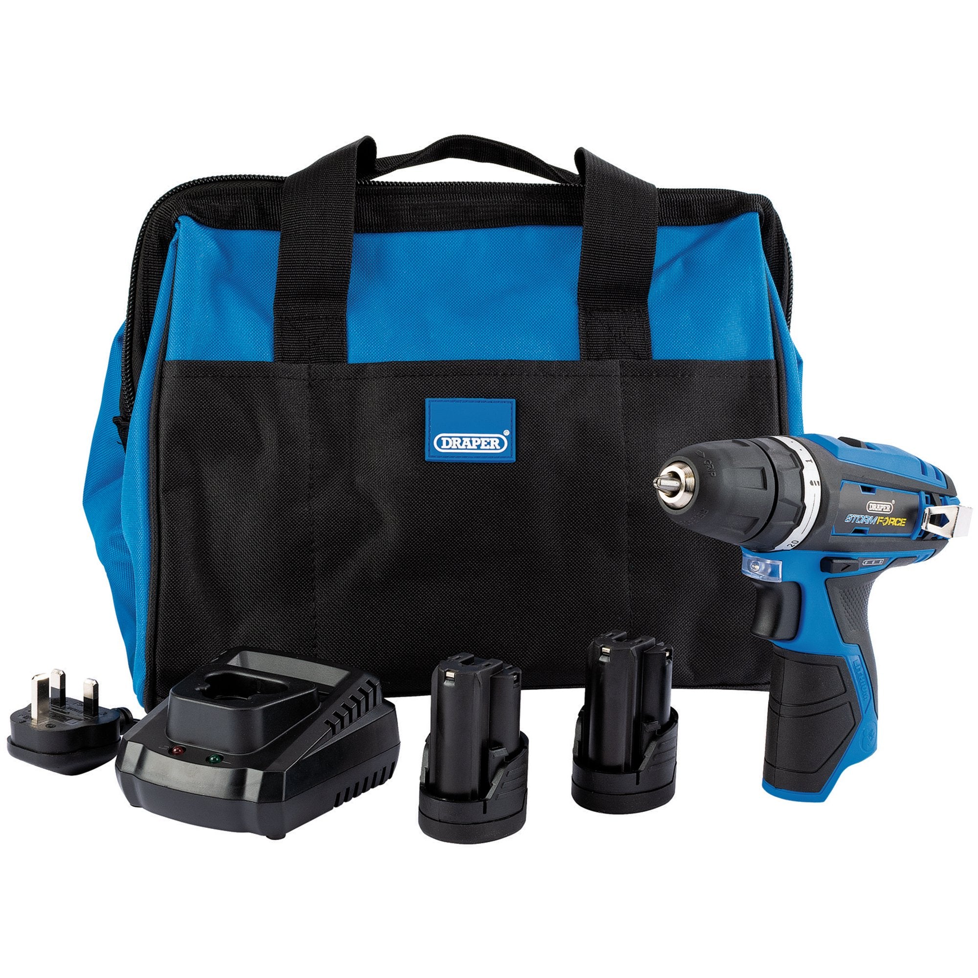 Draper-Storm-Force®-10.8V-Power-Interchange-Rotary-Kit,-2-x-1.5Ah-Batteries,-1-x-Charger,-1-x-Bag