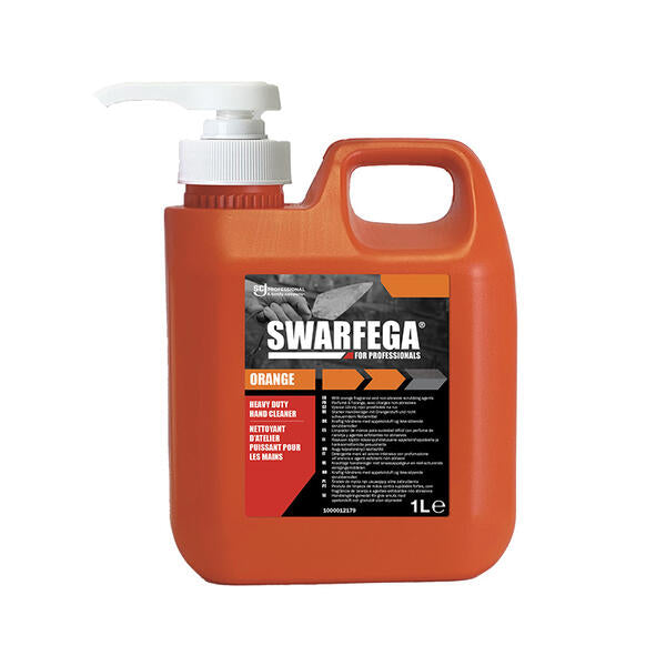 SOR1LMP Swarfega® ORANGE Heavy Duty Hand Cleaner with orange fragrance and non-abrasive scrubbing agents, 1L Pump Pack