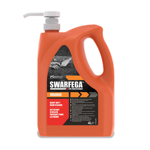 SOR4LMP Swarfega® ORANGE Heavy Duty Hand Cleaner with orange fragrance and non-abrasive scrubbing agents, 4L Pump Pack